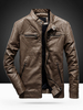 Herren Leather Jacke 2020 Stehkragen Schnalle Reißverschluss PU Biker Jacke