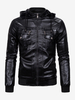 Herren Lederjacke Motorrad Casual Stehkragen Windbreaker mit Reißverschlusstaschen