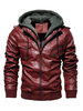 Herren Lederjacke Reißverschluss Leder Smart Kapuzenjacke