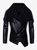 Herren Lederjacke Unregelmäßiger Kunstpelzkragen Motorrad Pu Lederjacke