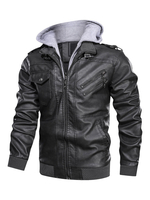 Herren Lederjacken mit Kapuze Bikerjacke