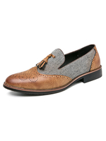Herren Loafer Bequeme Slip-On Quasten Color Block Lederschuhe