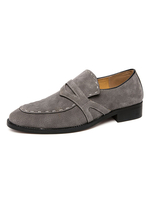Herren Loafer Grey Slip-On Mönchsriemen Runde Zehen Freizeitschuhe