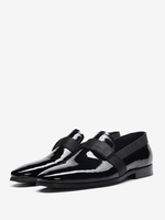 Herren Loafer mit runder Spitze aus Lackleder Schlupfschuhe für Abschlussball und Hochzeit