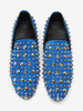 Herren Loafer Rindsleder Nieten Blau Slip On Spikes Abschlussball Hochzeitsschuhe