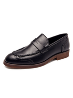 Herren Loafer Schuhe Bequeme schwarze Leder Monk Strap Slip-On runde Zehen Schuhe