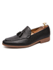 Herren Loafer Schuhe Black Woven Grain Slip On Round Toe PU Leder Low Tops Schuhe