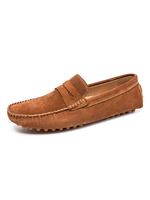 Herren Loafer Schuhe Braun Slip-On Schnalle Round Toe Wildleder Leder Casual Flat Schuhe