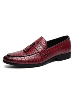 Herren Loafer Schuhe Burgund Lizard Grain Slip On Runde Zehen PU Leder Low Tops Schuhe