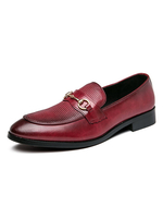 Herren Loafer Schuhe Cosy PU Leder Metall Details Slip-On Red Casual Lederschuhe