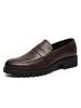 Herren Loafer Schuhe Deep Brown Slip On Round Toe PU Leder Low Tops Schuhe