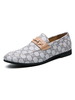 Herren Loafer Schuhe Ecru White Slip-On Schnalle Artwork Round Toe PU Leder flache Schuhe