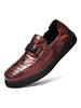 Herren Loafer Schuhe Gemütliche Rindsleder Fisch Print Slip-On Round Toe Herrenschuhe