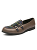 Herren Loafer Schuhe Grau Slip-On Mönch Riemen Artwork Round Toe Canvas PU Lederschuhe