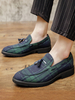 Herren Loafer Schuhe Grün Bequeme Leinwand Plaid Slip On Low Tops Leinwand Schuhe