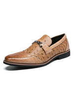 Herren Loafer Schuhe Kaffee Braun Slip-On Metall Details Kunstwerk Round Toe PU Lederschuhe
