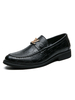 Herren Loafer Schuhe Mode PU Leder Metalldetails Slip-On Schwarz Loafers