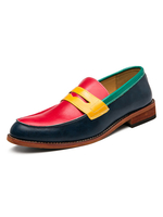 Herren Loafer Schuhe Red Fashion Slip-On Kunstwerk Round Toe Leder