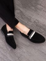 Herren Loafer Schuhe Schwarz Slip-On Mönch Strap Round Toe PU Leder Flache Schuhe