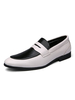 Herren Loafer Schuhe Schwarz Slip-On Monk Strap Farbblock Round Toe Leder