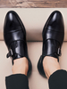 Herren Loafer Schuhe Schwarz Slip On Schnalle Round Toe PU Leder Low Tops Schuhe