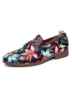 Herren Loafer Schuhe Slip-On Artwork Round Toe Leder Böhmische Schuhe