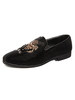 Herren Loafer Schuhe Slip-On Artwork Round Toe Wildleder Leder besetzt Loafer Schuhe