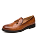 Herren Loafer Schuhe Slip-On Geometrische Runde Zehe PU Leder Kaffee Braun Freizeitschuhe