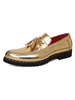 Herren Loafer Schuhe Slip-On Metall Details Runde Zehen Leder Freizeitschuhe