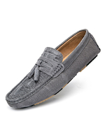 Herren Loafer Schuhe Slip-On Metall Details Runde Zehen Wildleder Leder Flache Schuhe
