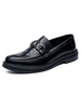 Herren Loafer Schuhe Slip-On Metalldetails Geometrische Runde Zehe PU Leder Schwarz Schuhe