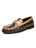 Herren Loafer Schuhe Slip-On Metalldetails Plaid Round Toe Low-Tops PU-Leder Gelb Loafers