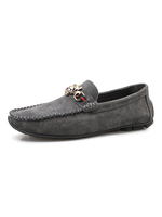 Herren Loafer Schuhe Slip-On Metalldetails Runde Zehe PU-Leder Freizeitschuhe
