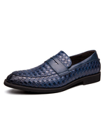 Herren Loafer Schuhe Slip-On Plaid Runde Mönch Strap Toe Leder Kleid Schuhe