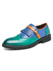 Herren Loafer Schuhe Slip-On Quasten Farbblock Grün Runde Zehen Leder Kleid Schuhe