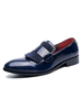 Herren Loafer Schuhe Slip-On Runde Zehen Leder Blau Kleid Schuhe Partyschuhe