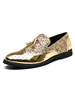 Herren Loafer Schuhe Slip-On Strass runde Zehen PU Leder Low-Tops Freizeitschuhe