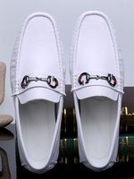 Herren Loafer Schuhe Weiß Gemütliche Rindsleder Slip-On Runde Zehen Flache Schuhe