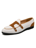 Herren Loafer Schuhe Weiß Slip-On Mönch Strap Round Toe Canvas