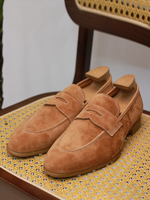 Herren Loafer Schuhe Wildleder Leder Braun Ballkleid Hochzeit Schuhe