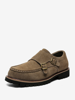 Herren Loafer Schuhe Wildleder Leder Schnalle Schicke Schuhe