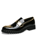 Herren Loafer Slip-On Farbblock Round Toe Lederschuhe