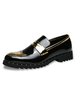 Herren Loafer Slip-On Farbblock Round Toe Lederschuhe