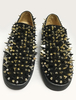 Herren Loafers Nieten aus schwarzem Veloursleder Spike Schuhe flach rund Slip-on Schuhe