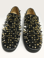 Herren Loafers Nieten aus schwarzem Veloursleder Spike Schuhe flach rund Slip-on Schuhe