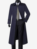 Herren Longline Mäntel Zweireihig Kaffeebraun Mode Mantel