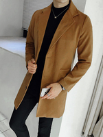 Herren Mantel 2020 Burgund Mantel Umlegekragen Langarm Front Knopf Langer