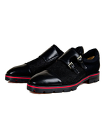 Herren Mönch Schuhe Schwarz Runde Schlepp Slip-On Loafer Schuhe