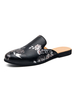 Herren Mule Slip-On Artwork Leder Gummisohle Sohle Blumendruck Schuhe