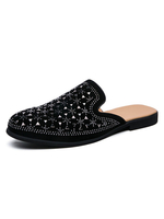 Herren Mules Black Leather Slip-On Chic Schuhe aus Leder